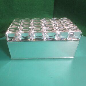 Sheffield Mirror Rectangular Glass Jewelry Box with Large Chunky Block Accent